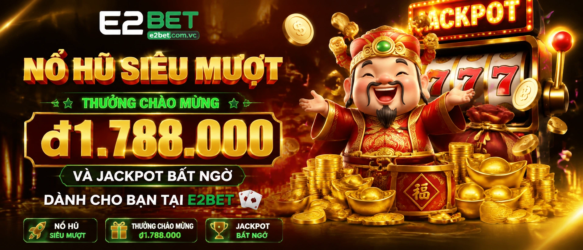 Khu vực slot jackpot và các ô thưởng nổi bật trên E2BET