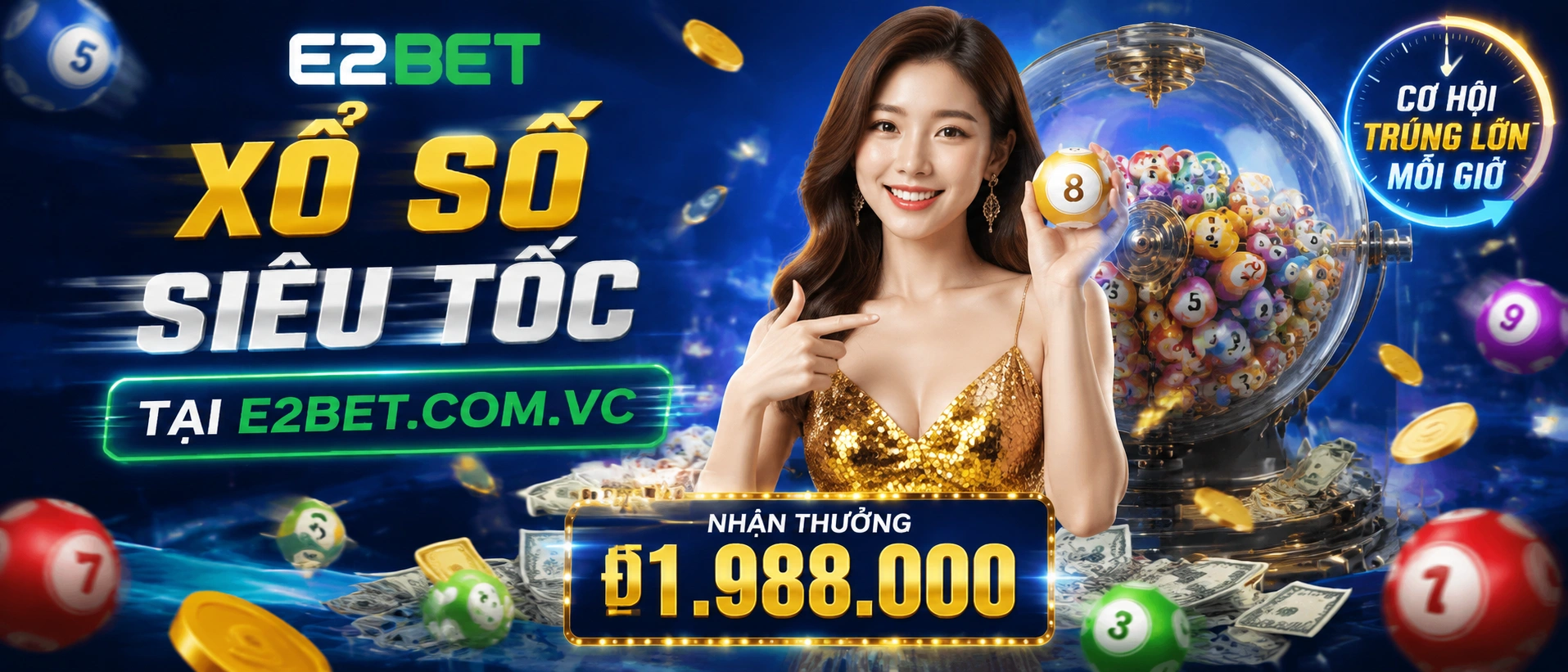 Giao diện tra cứu xổ số E2BET với bảng kết quả và lối vào nhanh theo miền